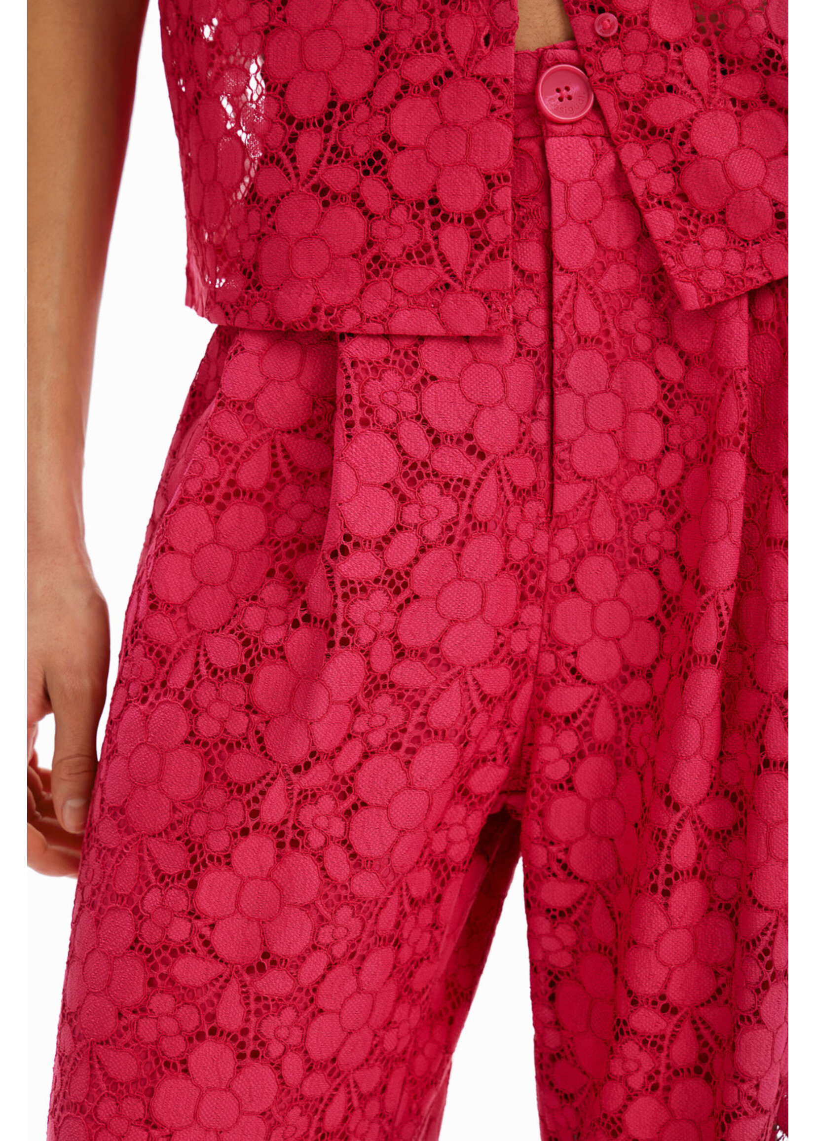 DESIGUAL Tailored floral lace trousers