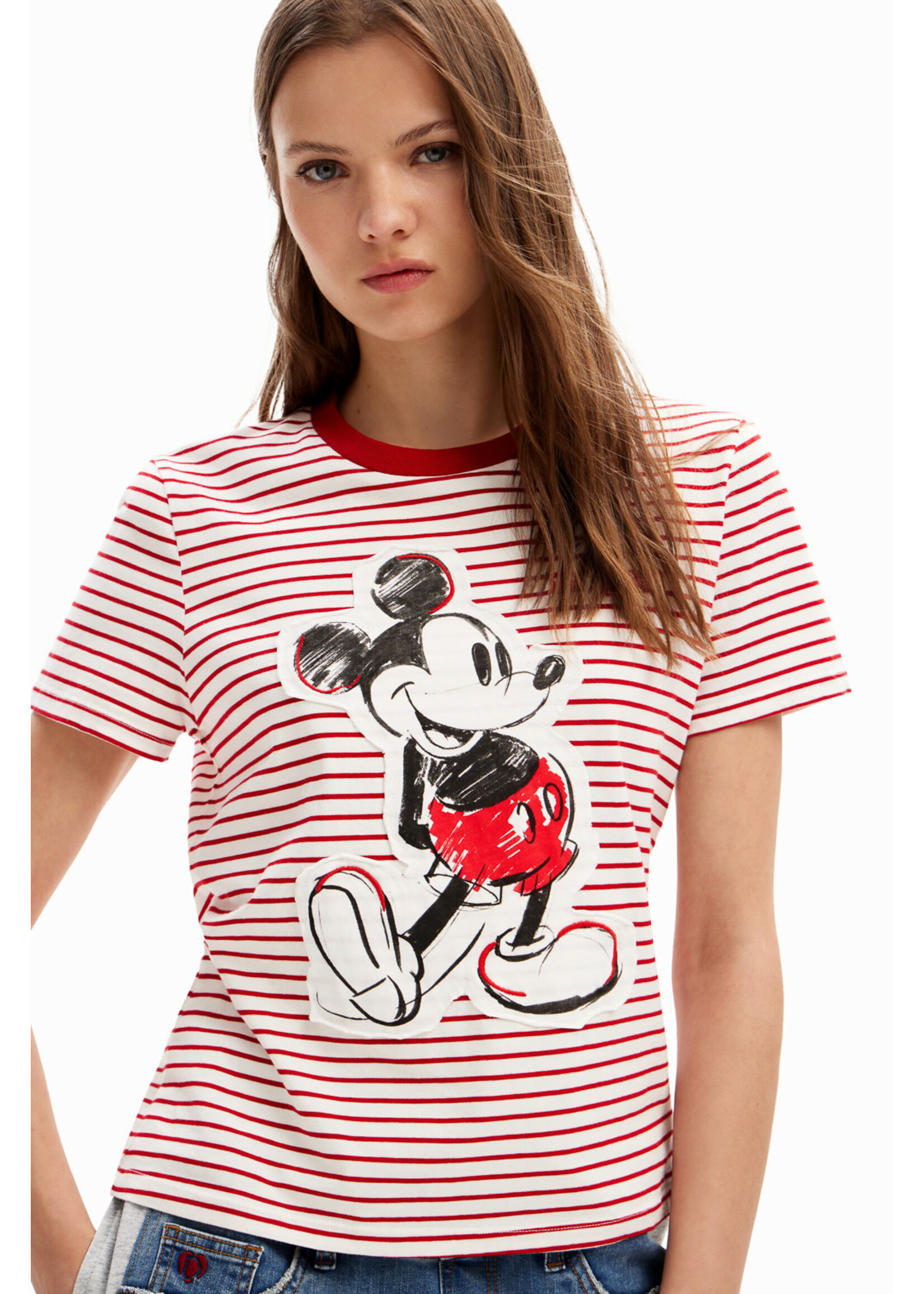 DESIGUAL Striped Mickey Mouse T-shirt