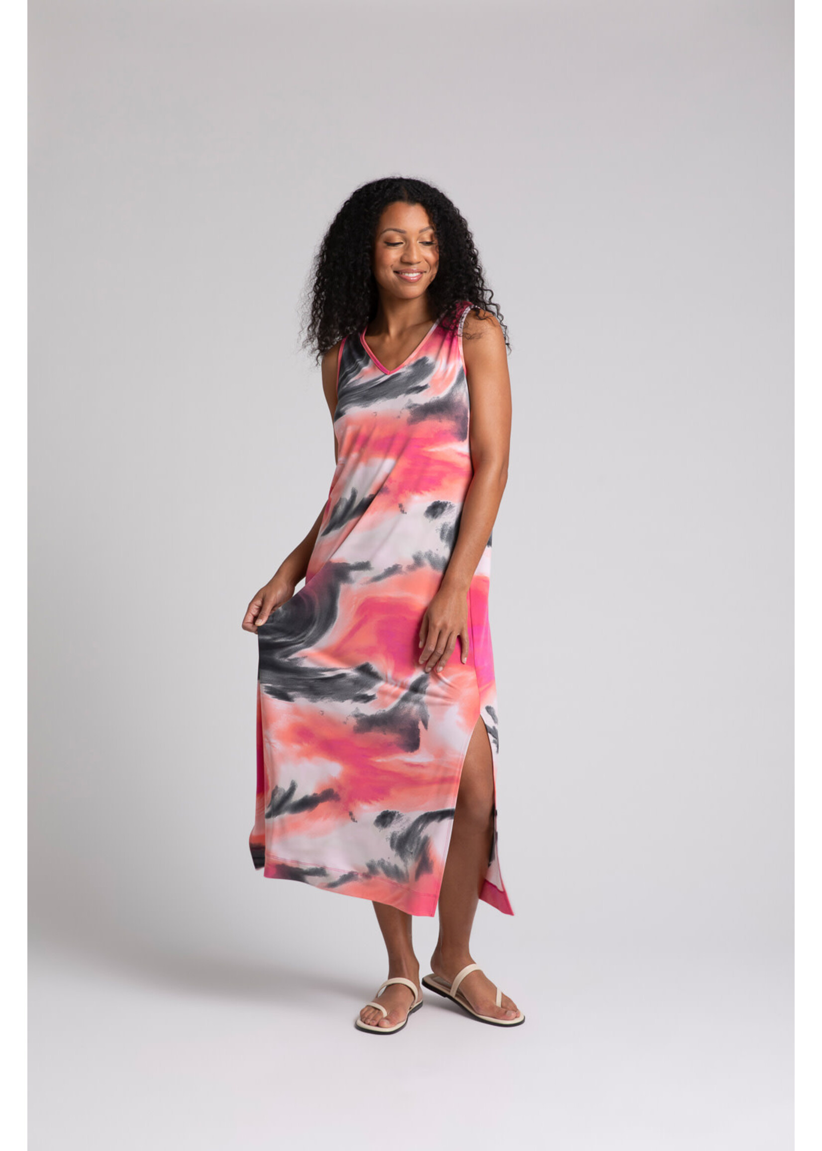 SYMPLI Reversible Slit Tank Dress, Print