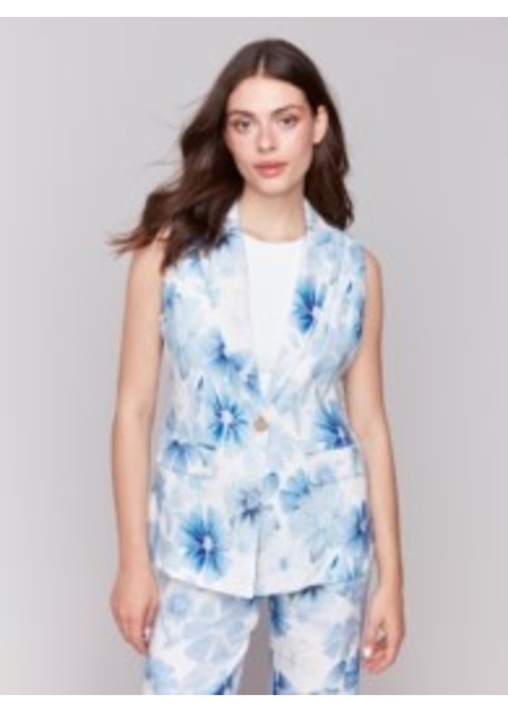 Charlie B Printed Slvless Vest C6356P