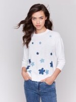 Charlie B 3/4 Slv Crew Neck Sweater C2799B