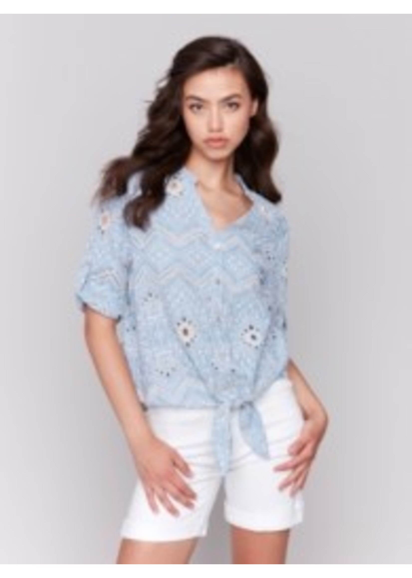 Charlie B Shirt w/ Tie Front C4467E