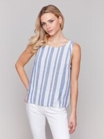 Charlie B Slvless Linen Top C4543YR