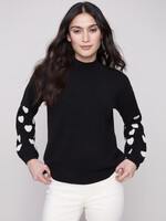 Charlie B Mock Neck Sweater w/Ebroidery C2689R