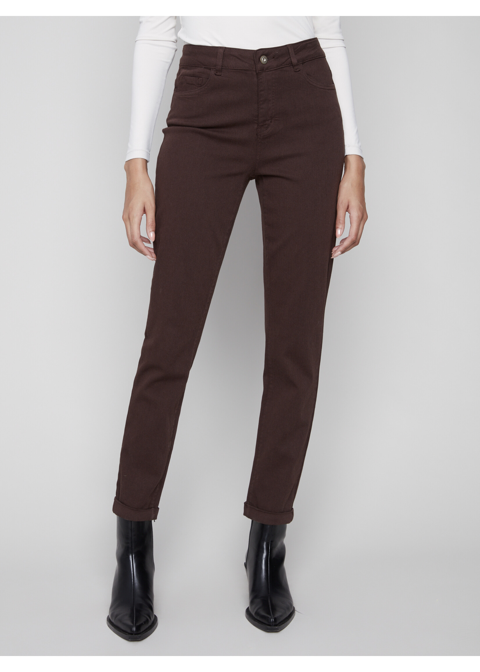 Charlie B Cuffed Hem Slim Stretch Denim Pants C5309Y