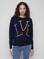Charlie B Love Embroidered Sweater C2840E