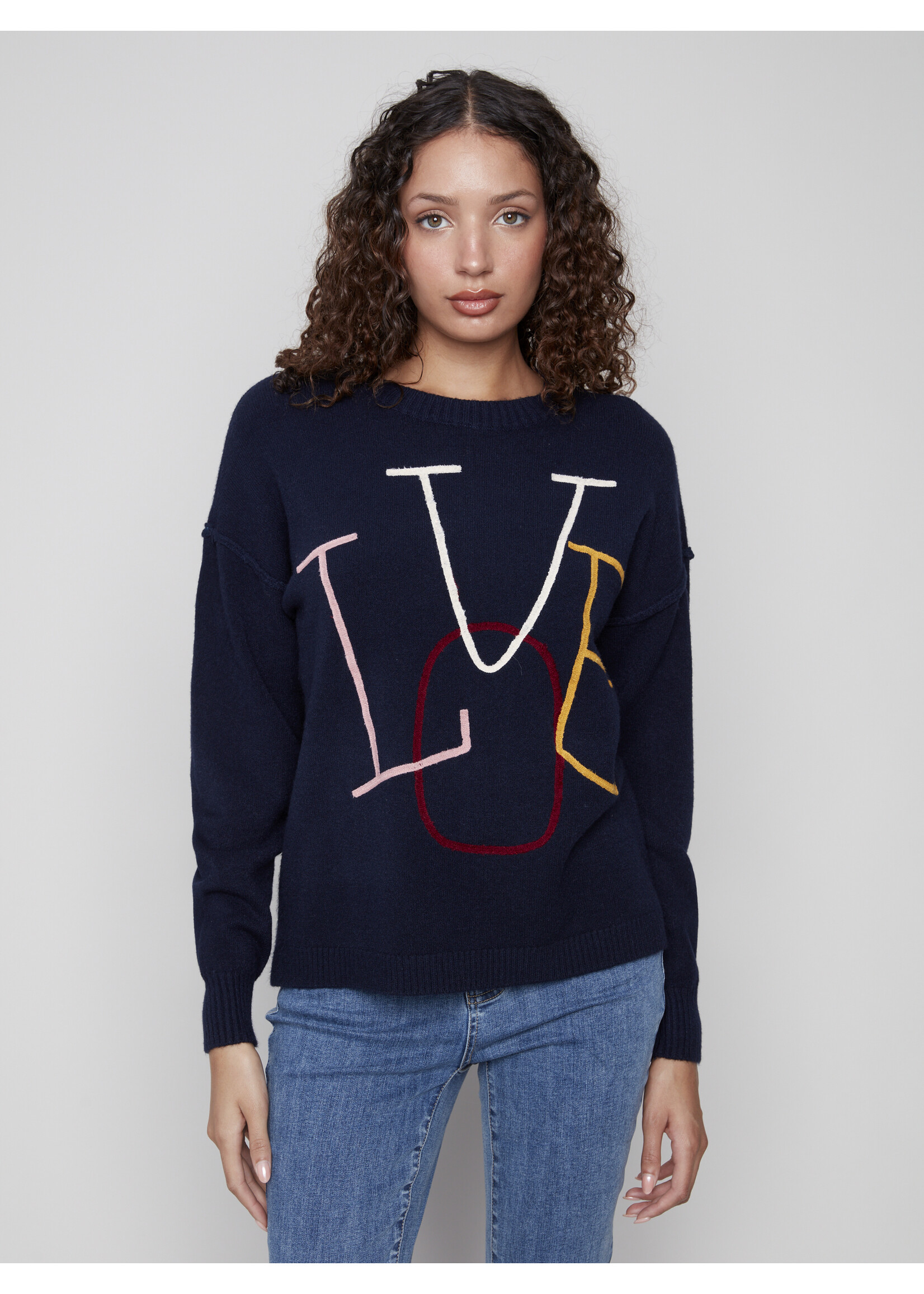 Charlie B Love Embroidered Sweater C2840E