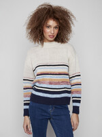 Charlie B Crew Neck Multi Colour Stripe Sweater C2904