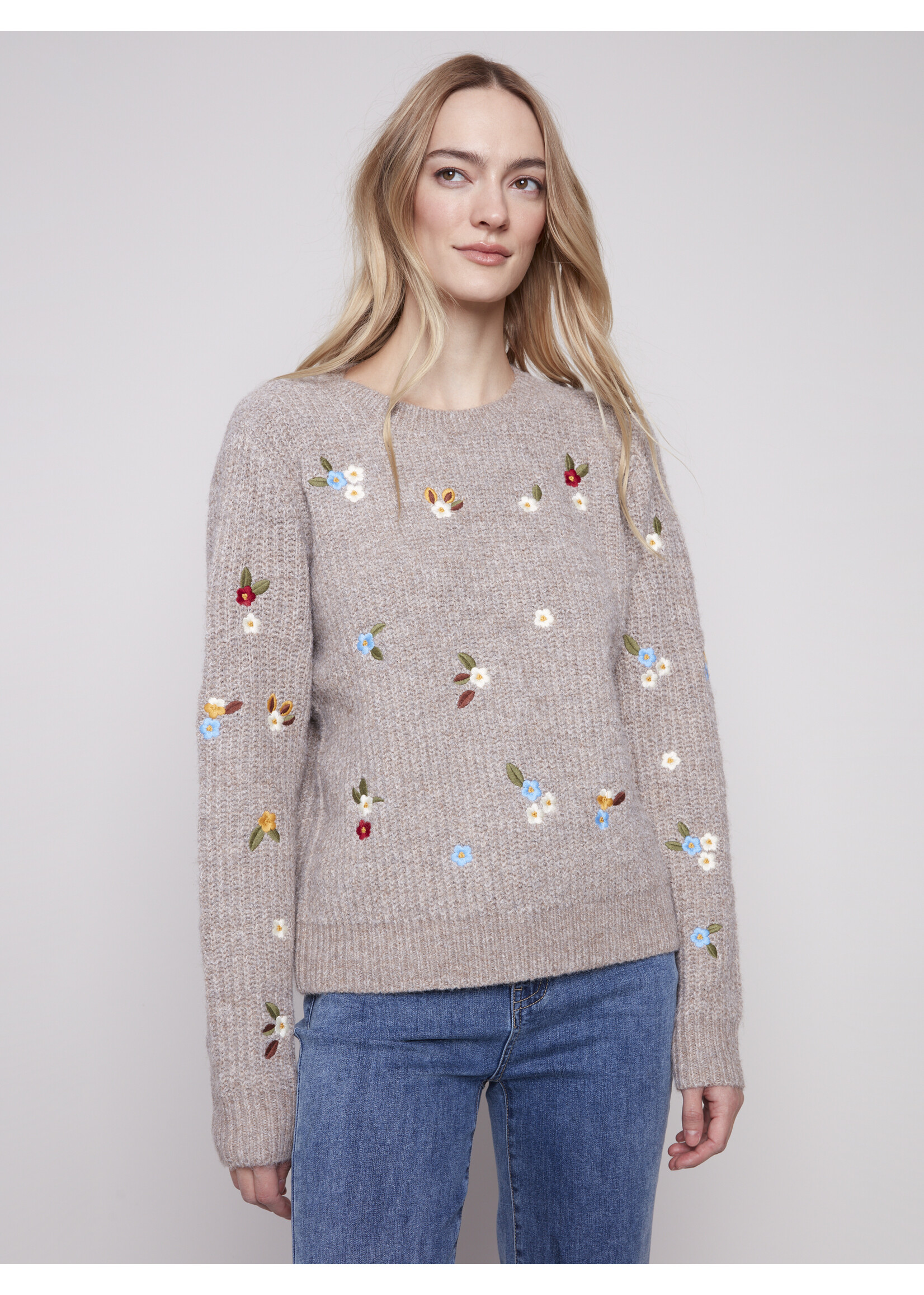 Charlie B Ls Crew Neck Sweater C2925