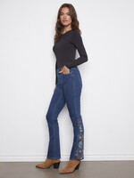 Charlie B Side Embroidered Boot Cut Denim Pants C5574R