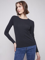 Charlie B Lg Slv Crew Neck Top C1408PK