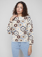 Charlie B Crochet LS Top C4633P