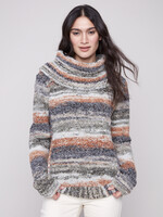 Charlie B Cowl Neck Cable Sweater C2316