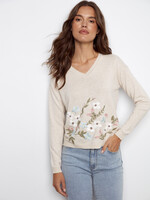 Charlie B Lg Sleeve V Neck Sweater C2802R