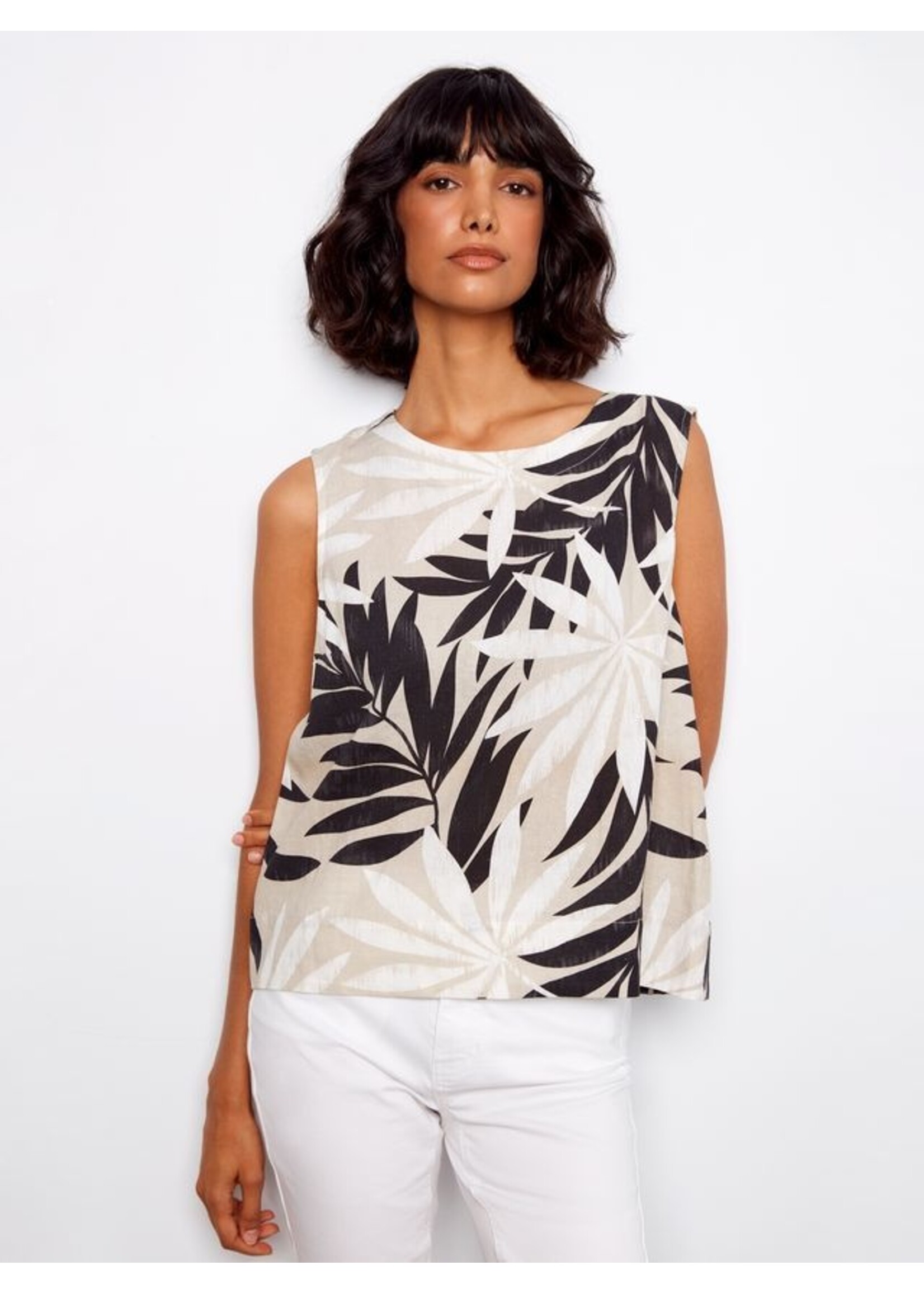 Charlie B Printed Slvless Blouse C4653