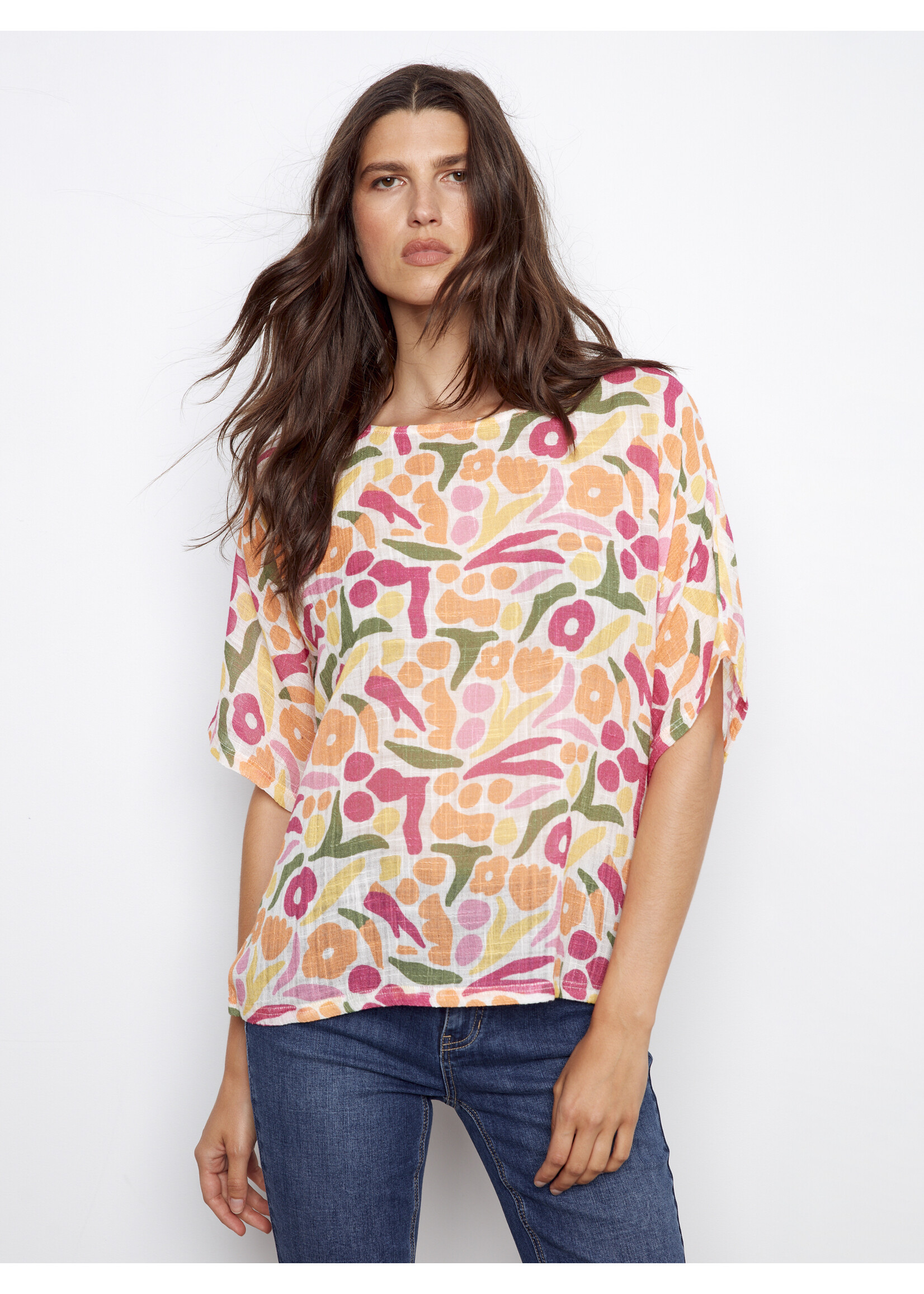 Charlie B Printed Cotton Blouse C4296DA
