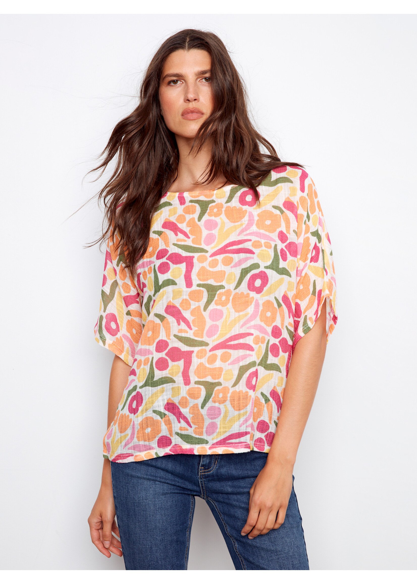 Charlie B Printed Cotton Blouse C4296DA