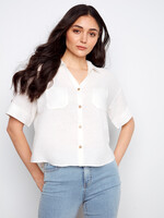 Charlie B SS Linen Blouse C4688