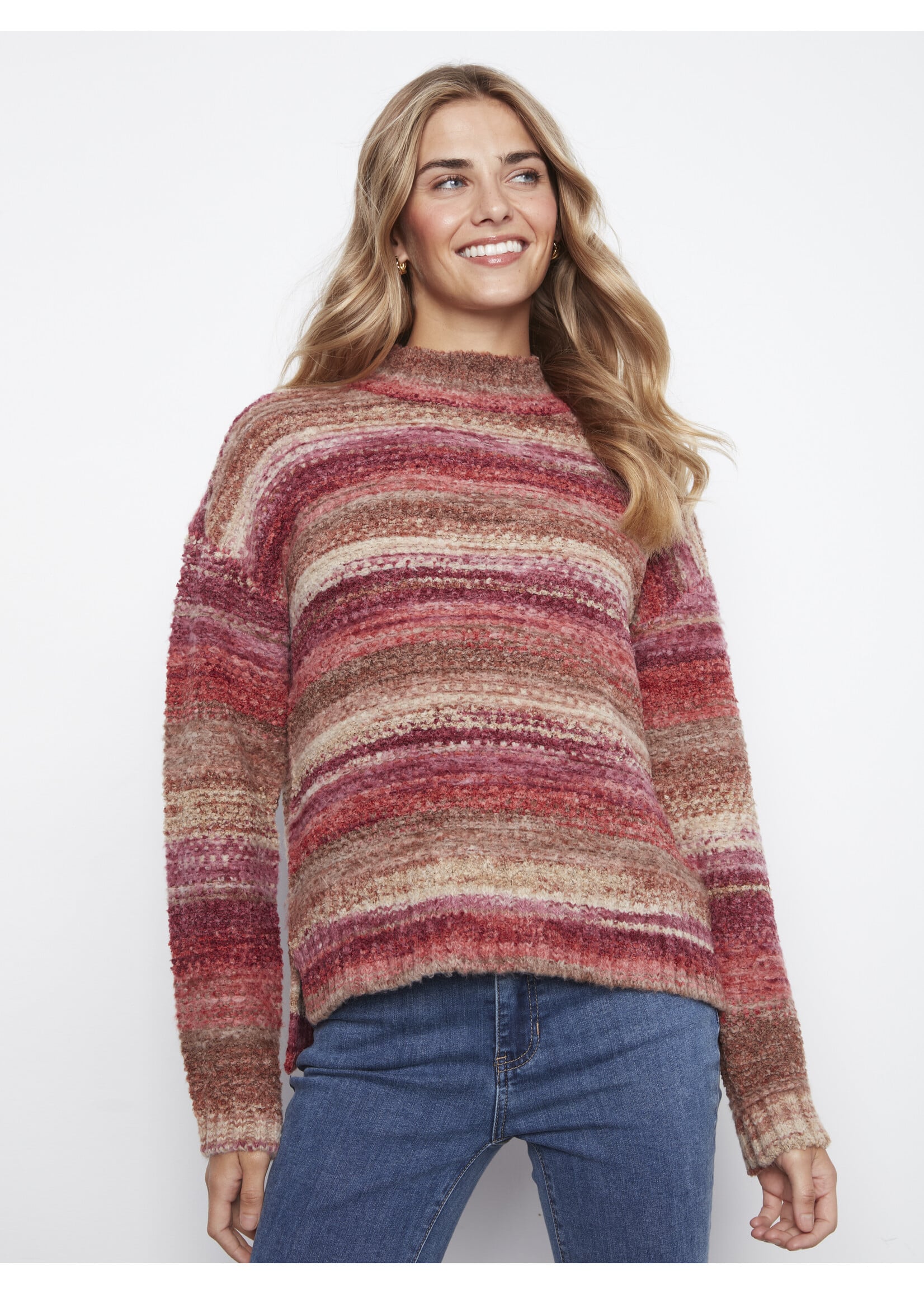 Charlie B Lg Slv Mock Neck Sweater C2067 747C