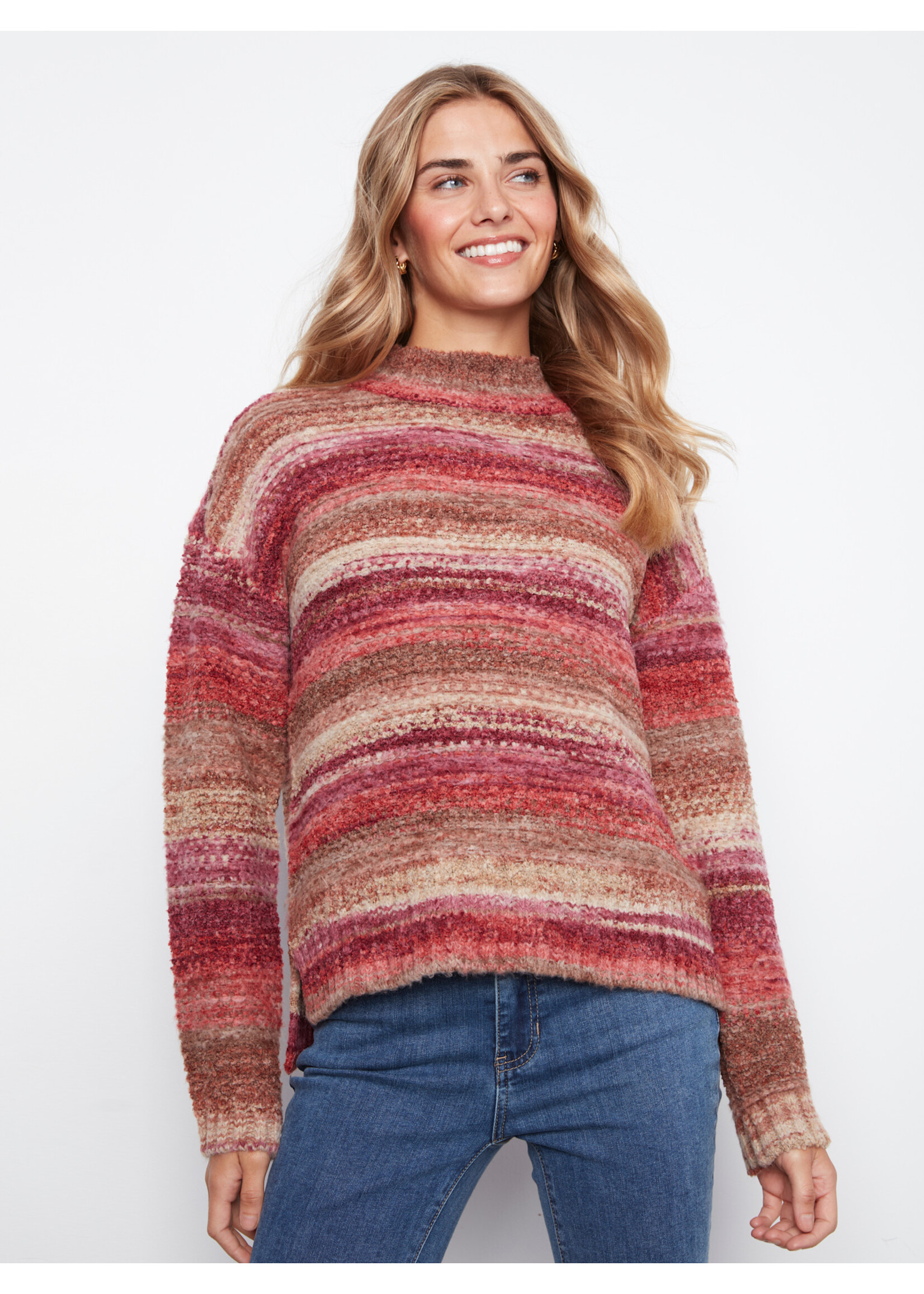 Charlie B Lg Slv Mock Neck Sweater C2067 747C
