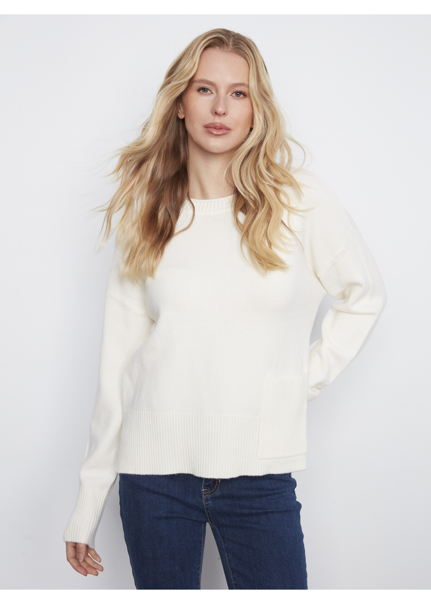 Charlie B Crew Neck Cropped Sweater C2052 736A