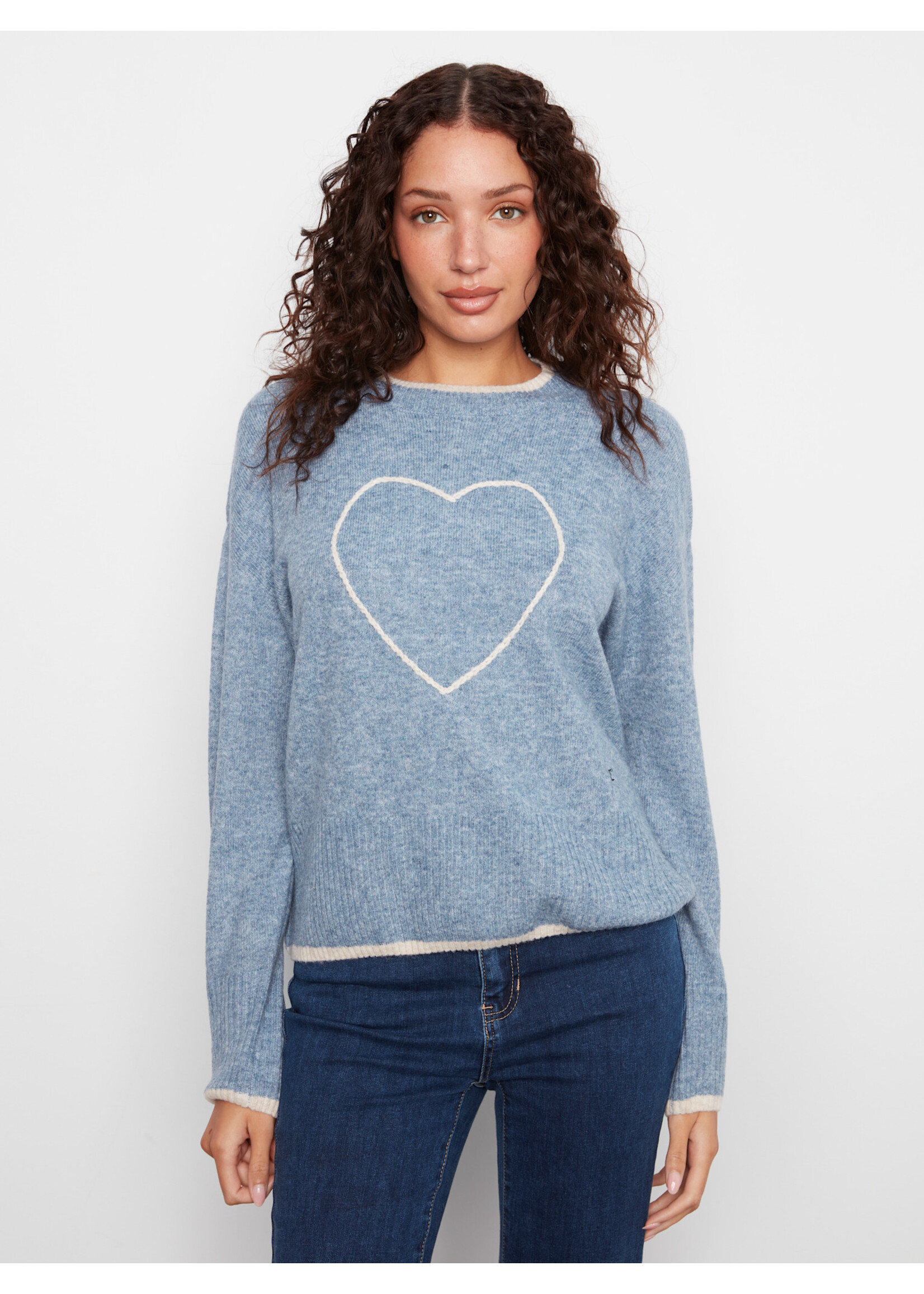 Charlie B Mock Neck Sweater w/Embroidery C2026H