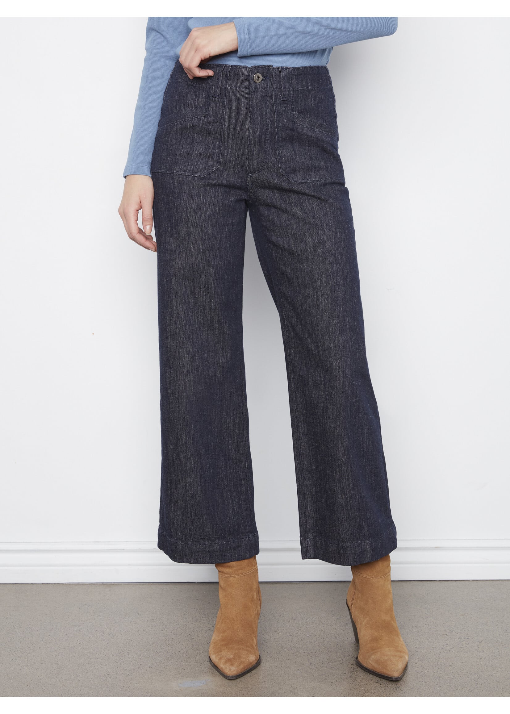 Charlie B Wide Leg, Patch Pocket Denim Pants C5660RR