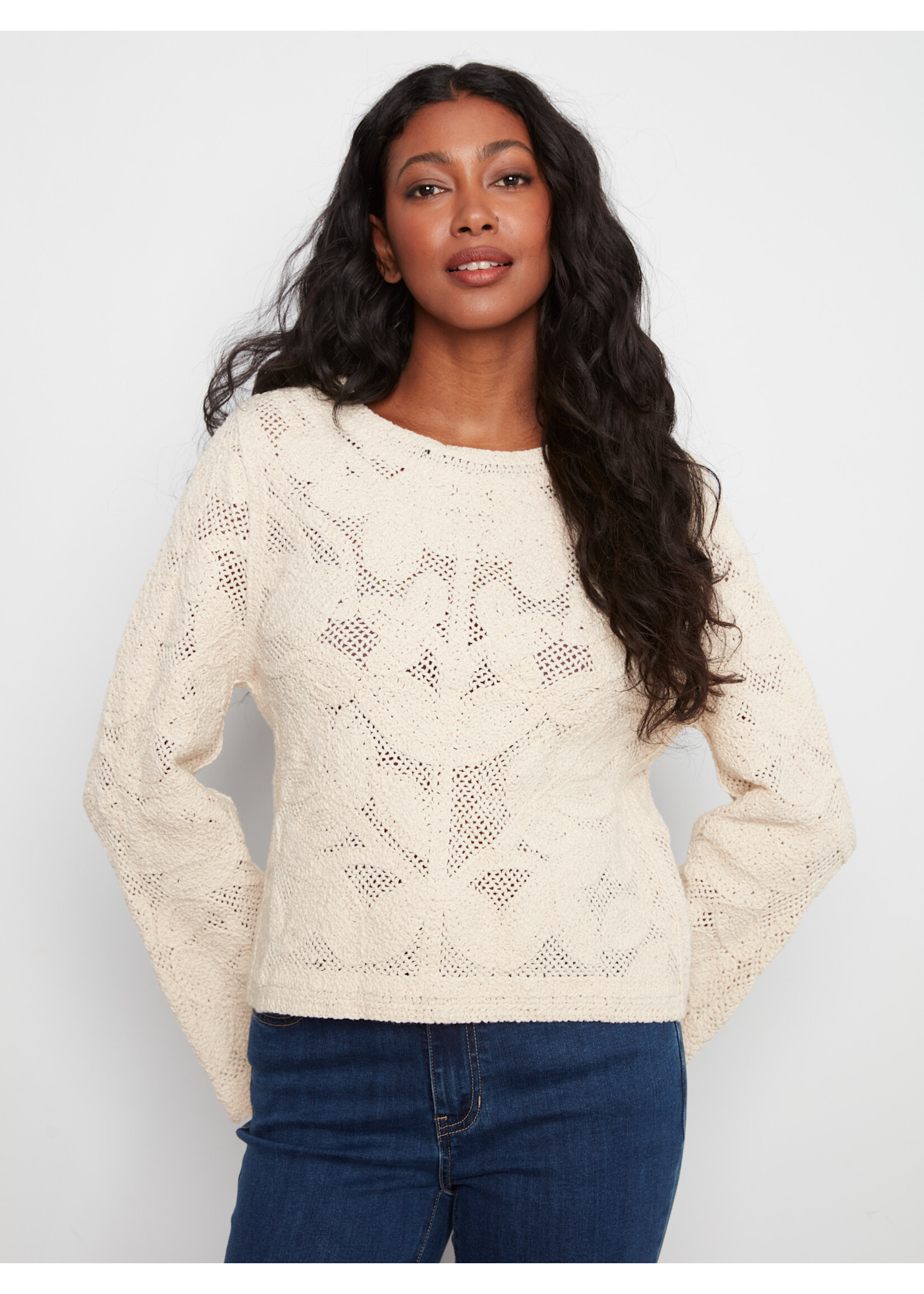 Charlie B LS Crochet Cardigan C2151 797C