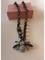 VALENTINE ROUGE Gunmetal Chain Barberini Bee Neckl  N103