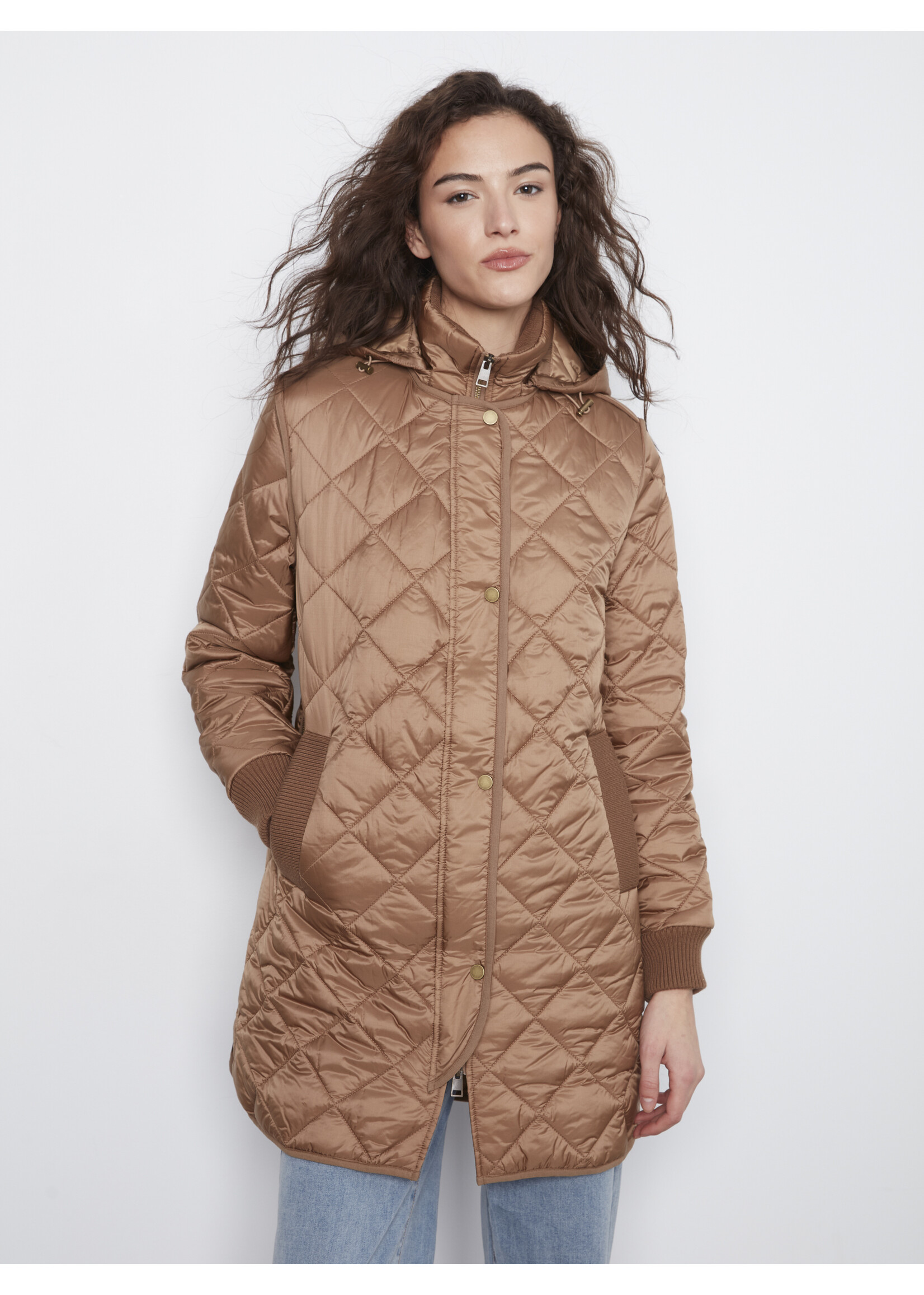 Charlie B Puffer with Sweater Rib & Removable Hood C6430