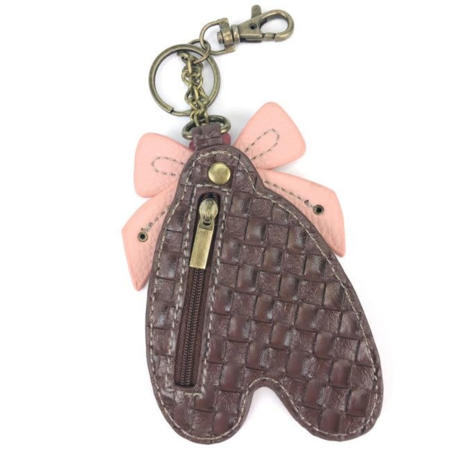 Pink Emboss LV Leather Keychain