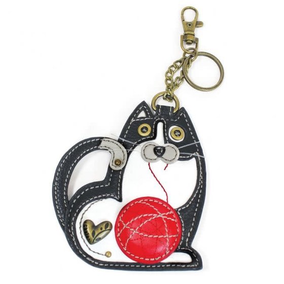 Chala Gray Tabby Cat Key Fob/Coin Purse - Sealed with a Kiss