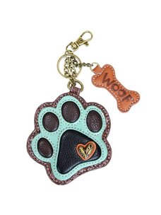 Chala Teal Pawprint Key Fob/ Coin Purse