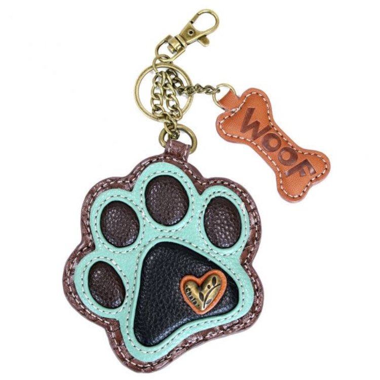 Chala Teal Pawprint Key Fob/ Coin Purse