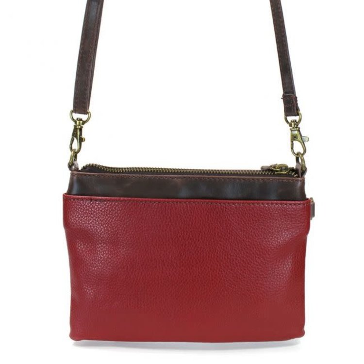 Chala Teal Paw Print Burgundy Mini Crossbody