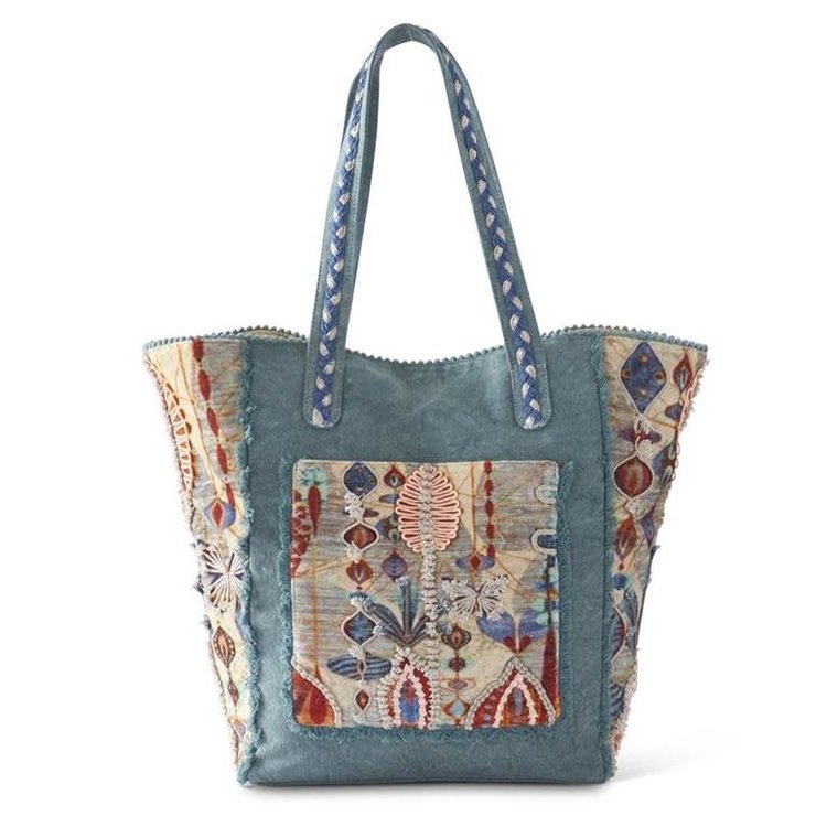 Crosstree Lane Blue Canvas Boho Bag
