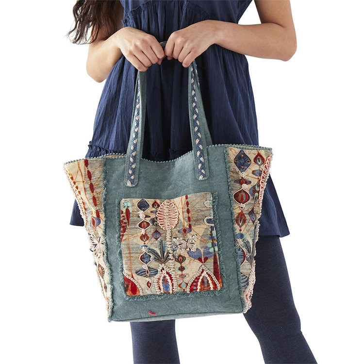 Crosstree Lane Blue Canvas Boho Bag