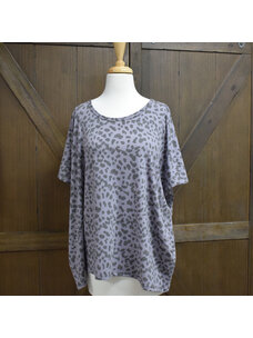 Be Stage Animal Print Boxy Top (Purple)