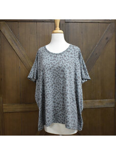 Be Stage Animal Print Boxy Top (Teal)