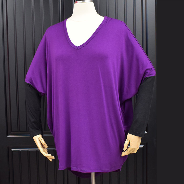 Be Stage Color Block Dolman (Eggplant)