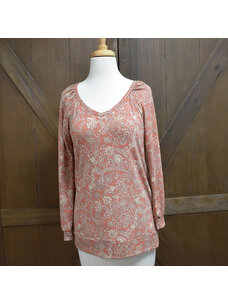 Be Stage Paisly Print Long Sleeve Top (Rust)