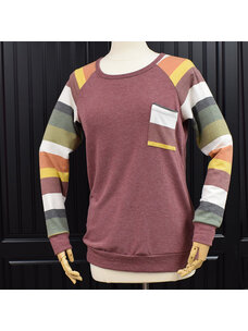 Be Stage Stripe Sweatshirt (Burgundy)