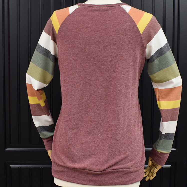 Be Stage Stripe Sweatshirt (Burgundy)
