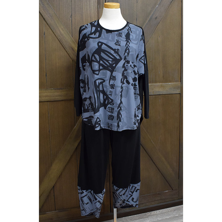 Inoah Gray Print Ankle Pant