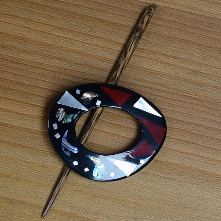 Inlaid Shell Shawl Pin