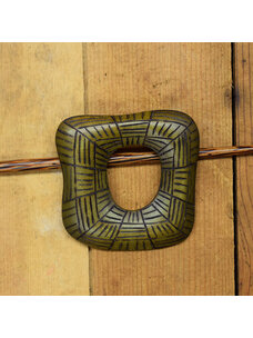 Olive Grooved Wood Shawl Pin