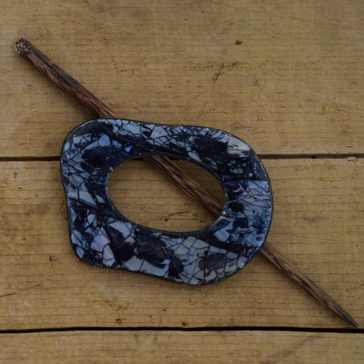 Black Shell Shawl Pin