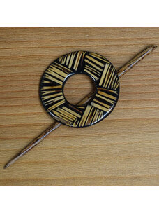 Natural Black Round Shawl Pin