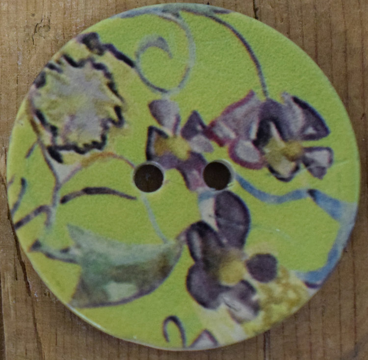 1 1/2" Coconut Floral Green