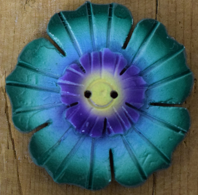 1 1/2" Teal/Purple Coconut Flower